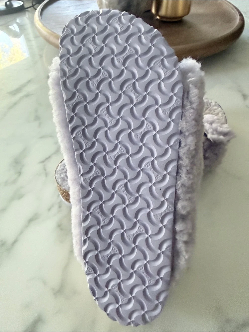 Birkenstock Lavender Shearling-Lined Double Strap Slides